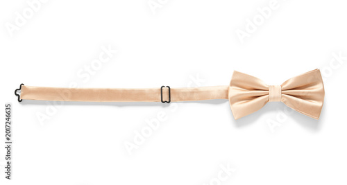 Tableau sur toile Stylish beige bow tie on white background