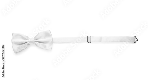 Stylish light bow tie on wh...