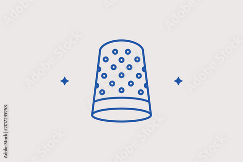 Slika na platnu Sewing thimble line icon for finger protection during hand-stitching