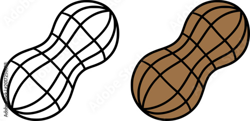 Foto Minimalist peanut icon illustration in line art and colored design, for coloring