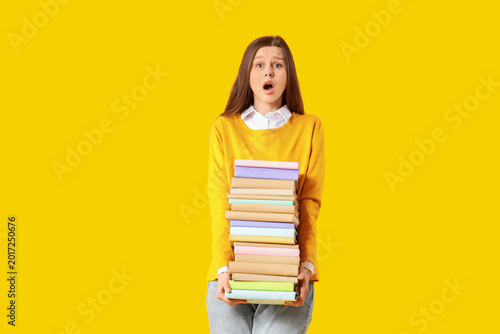 Shocked young woman with he...