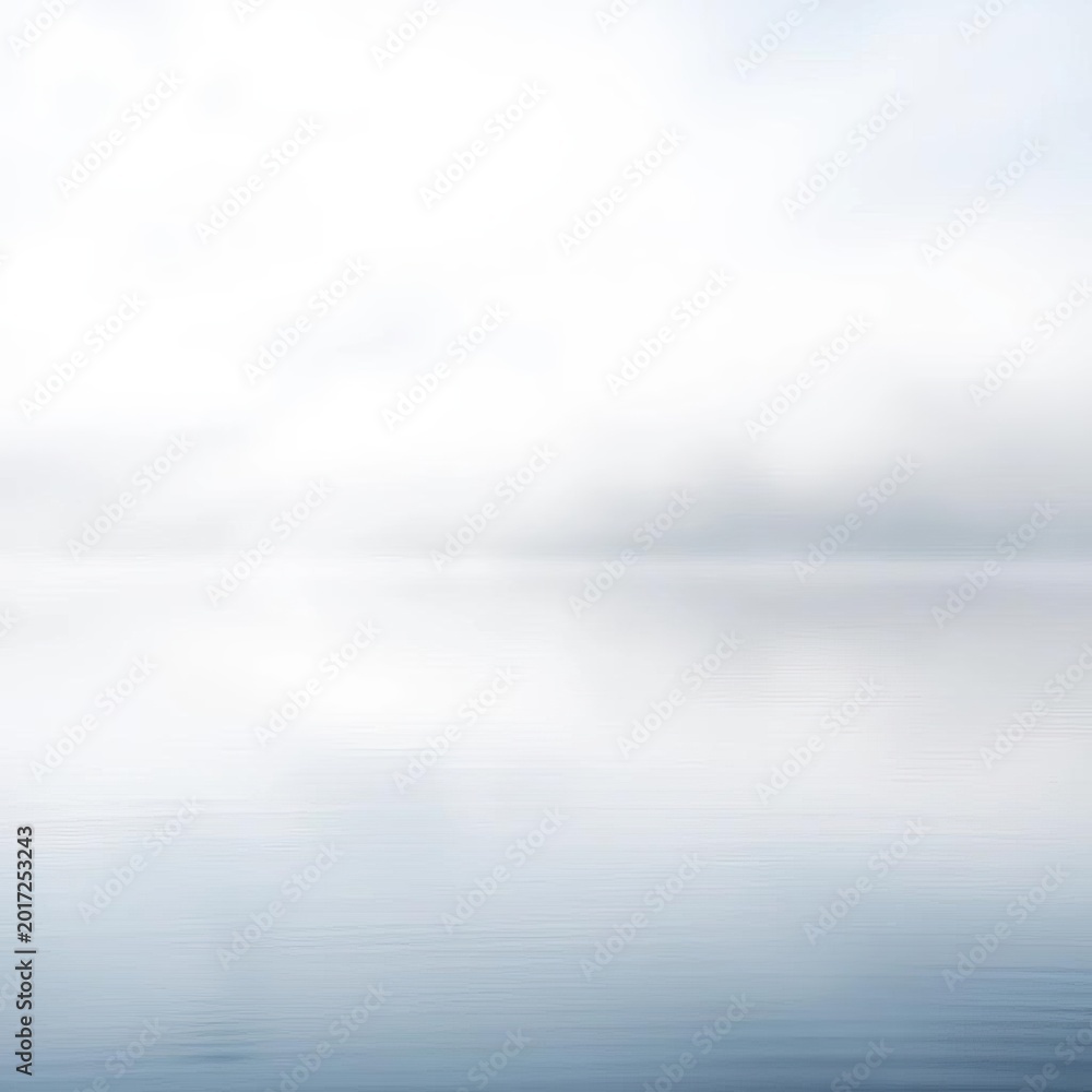 Fototapeta premium Mist-kissed surface of a tranquil lake, where light dances in soft, diffused ripples, creating a dreamlike canvas, hazy, abstract