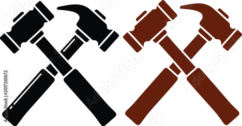Foto Vector illustration of hammer and sickle symbol with hammer tool, construction e