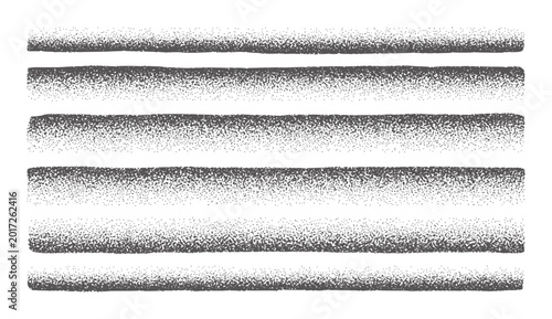 Schilderij op canvas Six horizontal stippled lines with gradient density white texture