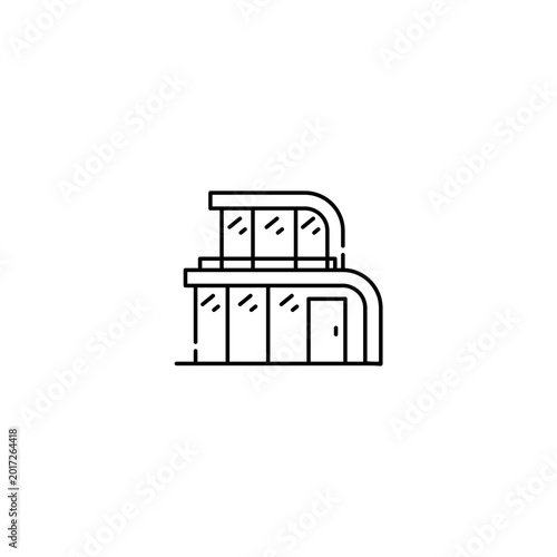 modern two story house icon with large glass windows Symbol Outline icon Transparent background Editable Stroke