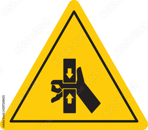 Quadro su tela pinch point warning sign yellow hazard symbol industrial safety caution icon vec