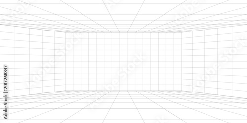 Canvastavla Perspective grid background 3d Vector illustration