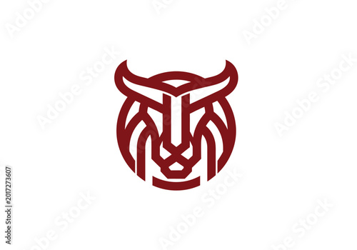 Принти на полотні Abstract red bull head geometric logo on white background