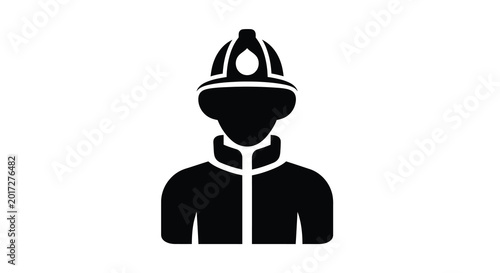 Silhouette of a firefighter wearing a helmet