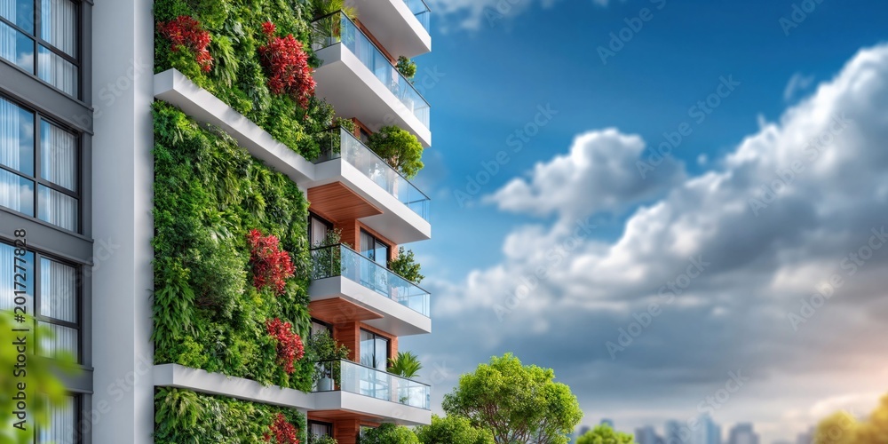 Naklejka premium Sustainable living modern apartment complex exterior