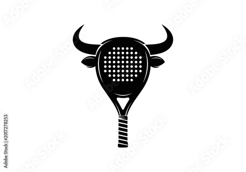 Black padel racket symbol with bull head and horns