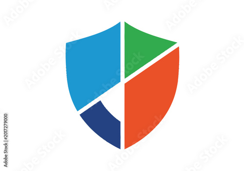 Free Download Modern Shield Logo Design with Multicolored Geometric Segments for Security and Branding - GFXLoad