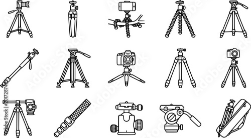 Foto Photography and Videography Camera Tripods, Monopods, and Stands Line Art Vector