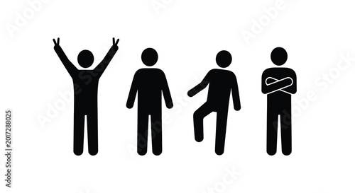 Fotografía Stick figure silhouette series celebrating standing striding and assertive poses