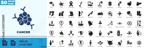 Fotografía Cancer Solid Editable Icons set