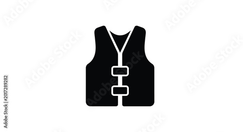 Life vest silhouette icon safety equipment for water sports and marine activities