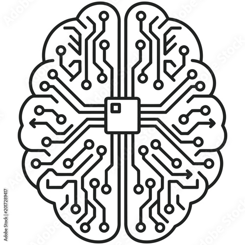 Quadro em tela Human brain circuit board icon for digital intelligence and technology