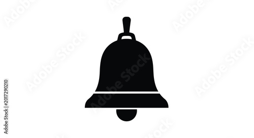 Tableau sur toile Black bell silhouette on white background simple icon for notification or alert