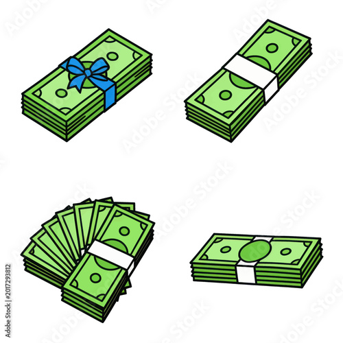 Stack of Colorful Gift Boxes Tied with Ribbons on a Clean Background Illustration