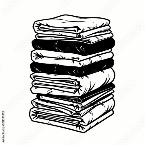 Stack of Folded Linens Piled High on a Surface Photograph