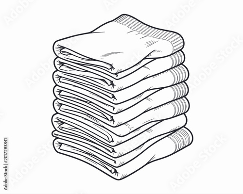 Stack of Folded Linen Textiles in a Clean Graphic Design Style