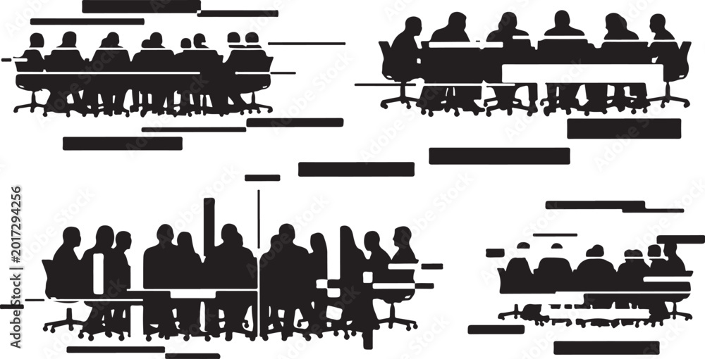 Obraz premium Silhouettes of people in a meeting setting