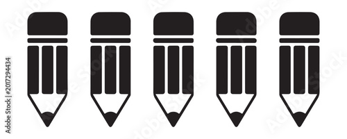 Konstfotografi Set of identical pencil icons isolated on a transparent background for various office or school supplies