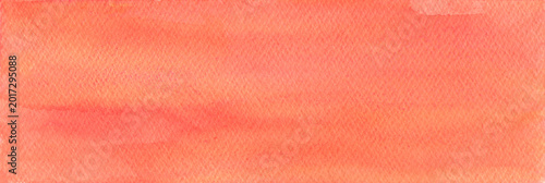 Red orange watercolour gradient textured fluffy cloud shape horizontal stain background. Abstract warm colors wash technique watercolor blob for nature heat concept, brush stroke texture