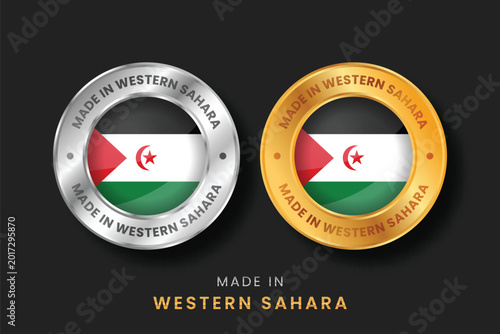 Cuadro en lienzo Professional Made in Western Sahara gold and silver labels featuring the Sahrawi flag