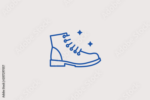 Cuadro en lienzo Rugged leather boot line icon for men's footwear and outdoor adventure styles