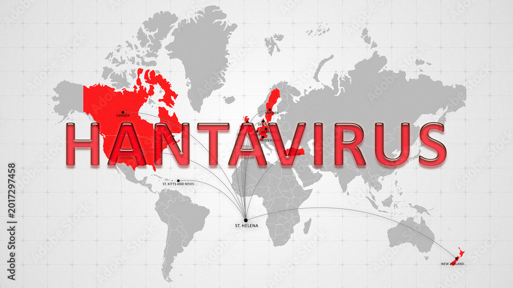 Fototapeta premium Hantavirus spread overview across different regions of the world