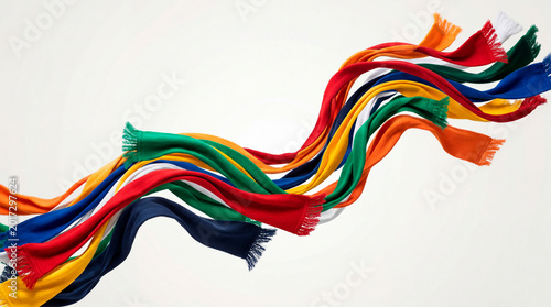 Vibrant ribbons dance with sheen in soft studio lighting