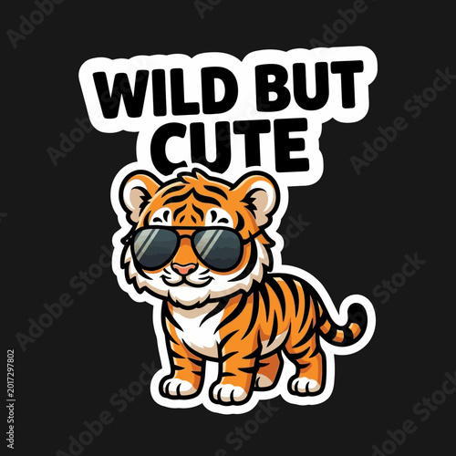 Photos Cartoon tiger wearing sunglasses smiling.