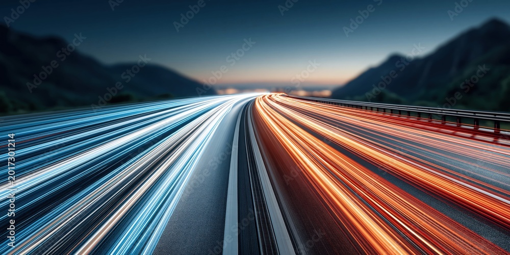 Obraz premium Dynamic light streaks convey movement and progress