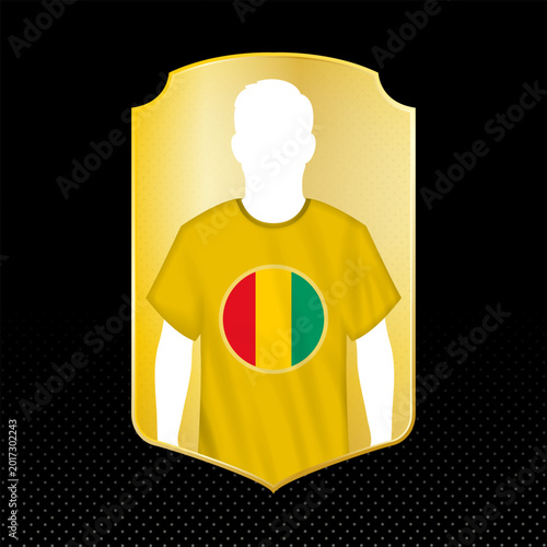 Canvastavla Guinea Football Player Silhouette Card with National Flag Icon.