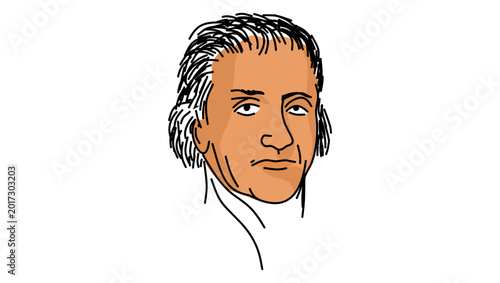 Thomas Jefferson portrait, color vector illustration