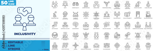Fotografie Inclusivity Line Editable Icons set