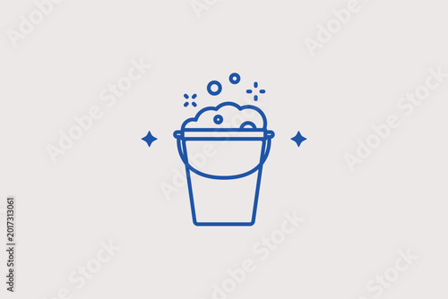 Tableau sur toile Bucket with soap suds line icon for general cleaning and floor mopping tasks
