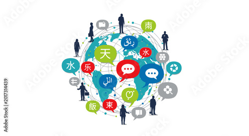 Foto People Communicating with Speech Bubbles.