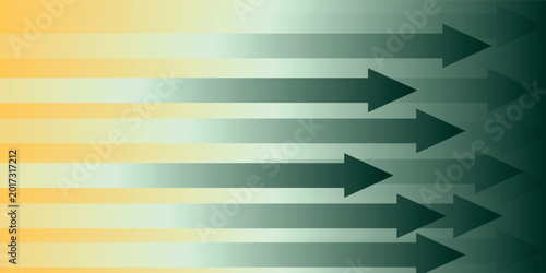 Fotografi Abstract background with multiple horizontal arrows pointing right, illustrating concepts of progress, direction, and forward movement with a gradient from yellow to green