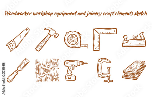 Εκτύπωση καμβά Professional carpentry workshop tools and joinery woodcraft graphics