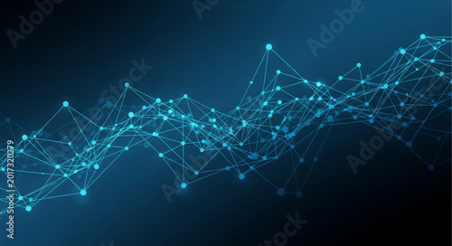 Foto Abstract glowing network of interconnected nodes and lines.
