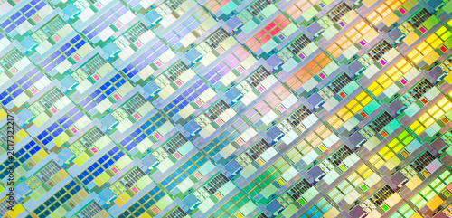 Silicon wafer for manufacturing semiconductor of integrated circuit.Electronic circuit designs have been built onto the wafers using micromaching including photolithography