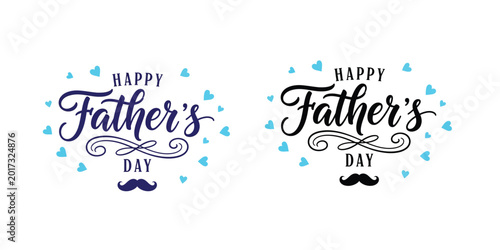 Canvastavla Happy father's day greeting cards with mustache and hearts