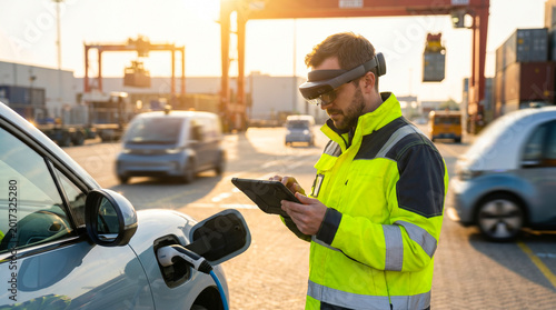 Smart Port EV Mechanic Using AR Glasses and Tablet | Electric Vehicle Logistics Technology