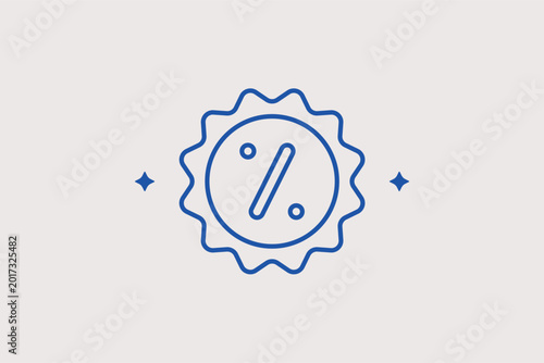 Fotografie Percent discount badge line icon for promotional sales and special offers