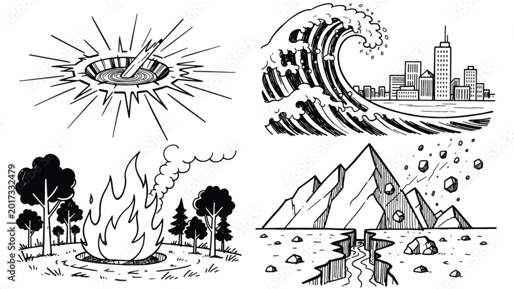 Obraz premium Collection of nature disaster scenes.
