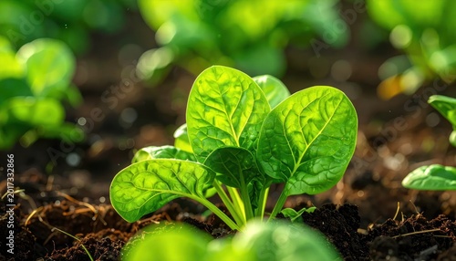 Young Green Plant Growing in Soil.