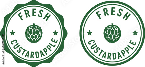 Canvas-taulu Fresh custard apple badge set in green vintage style for organic fruit labels an