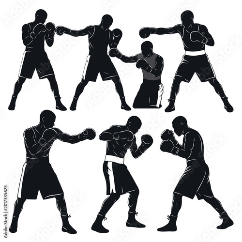 Принти на полотні Boxers fighting stances guide Vector
